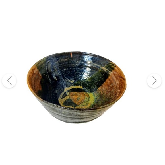 Pottery Bowl Neutral Earthy Browns Half Half Dip Glazed Signed Artisan Vintage - Picture 6 of 12
